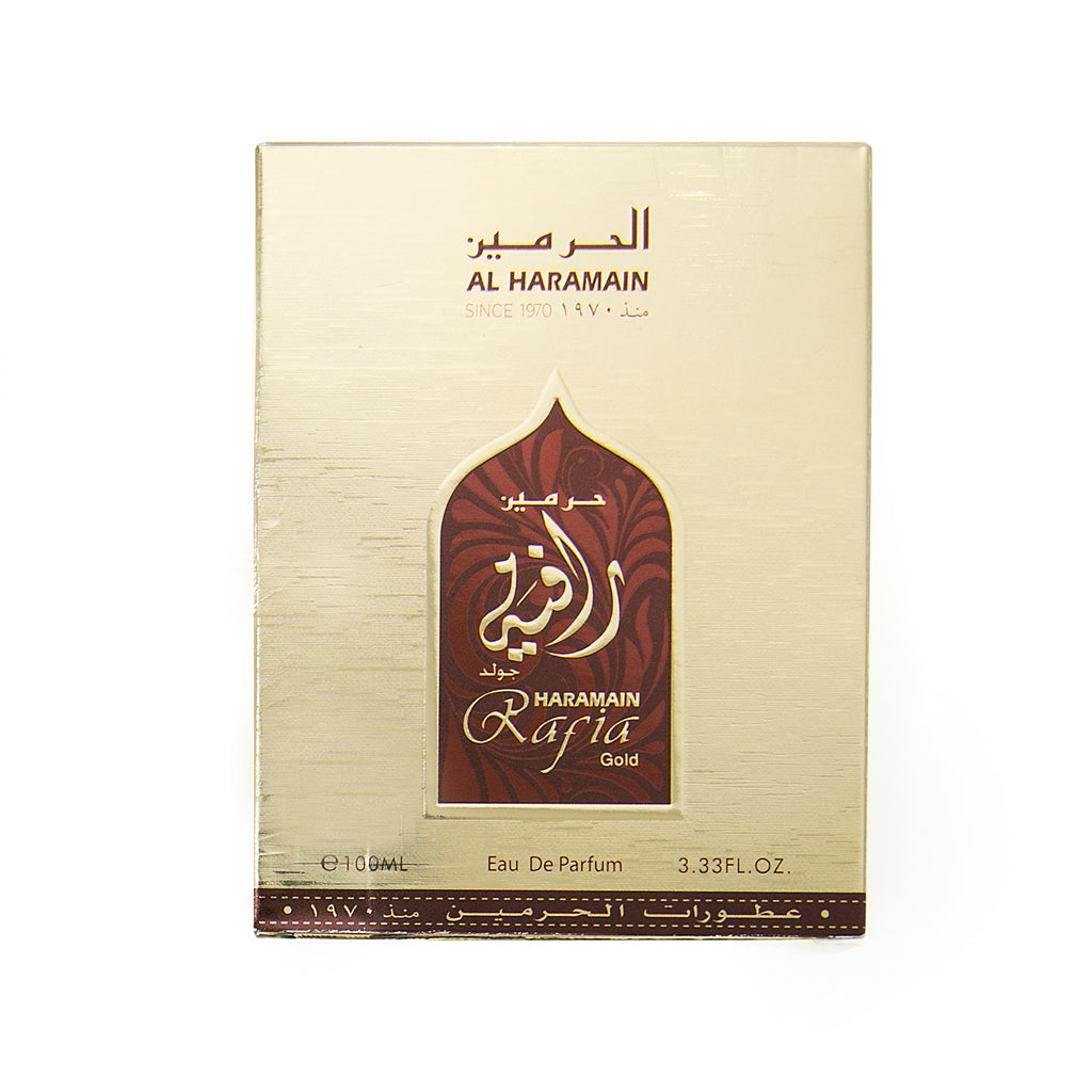 Al Haramain Rafia Gold 100ml Eau de Parfum bottle view 2